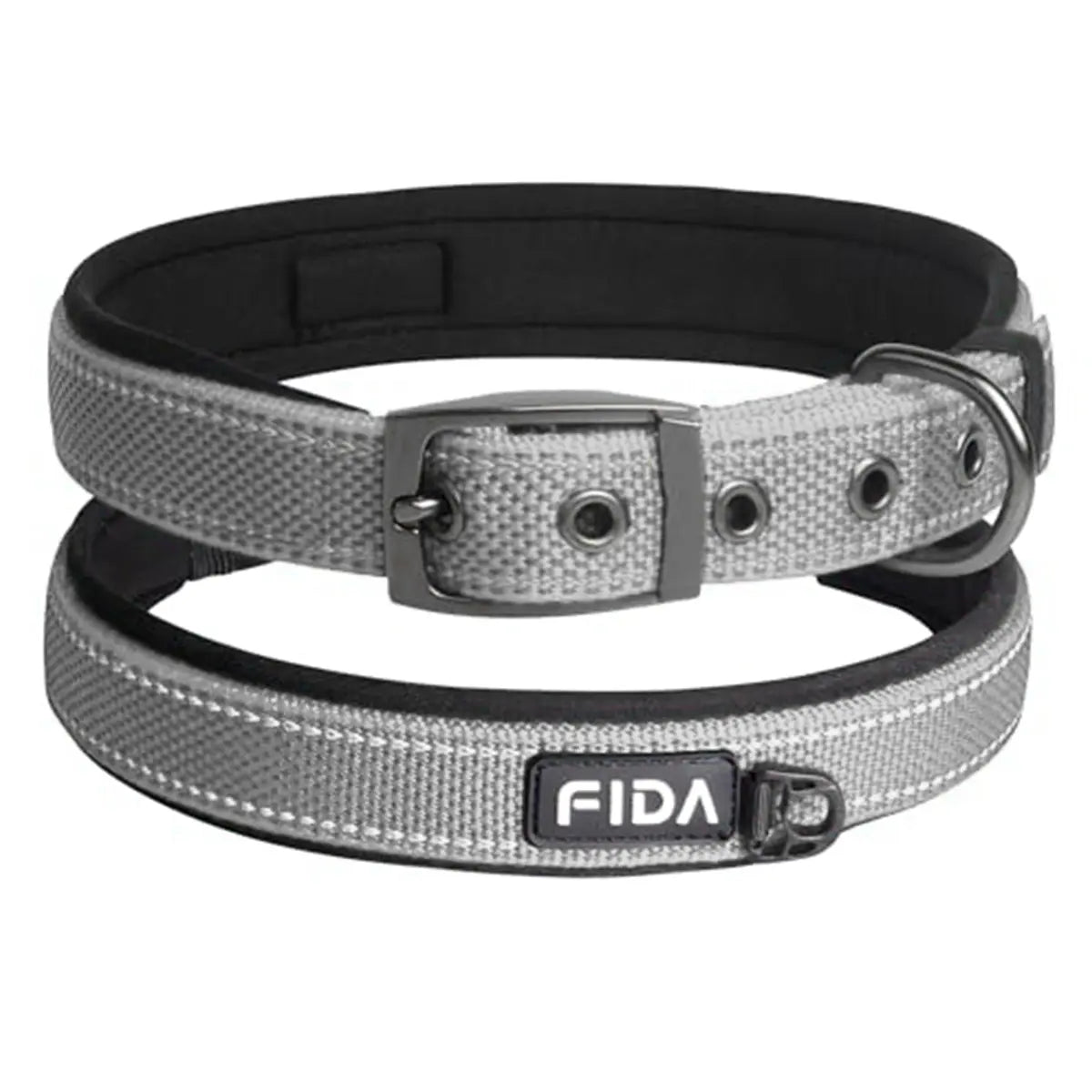 Fida Heavy-Duty Dog Collar - Ultra-Comfortable Neoprene Padded, Adjustable Reflective Nylon with Durable Metal Buckle - Lightweight Walking Collar for Small to Large Dogs