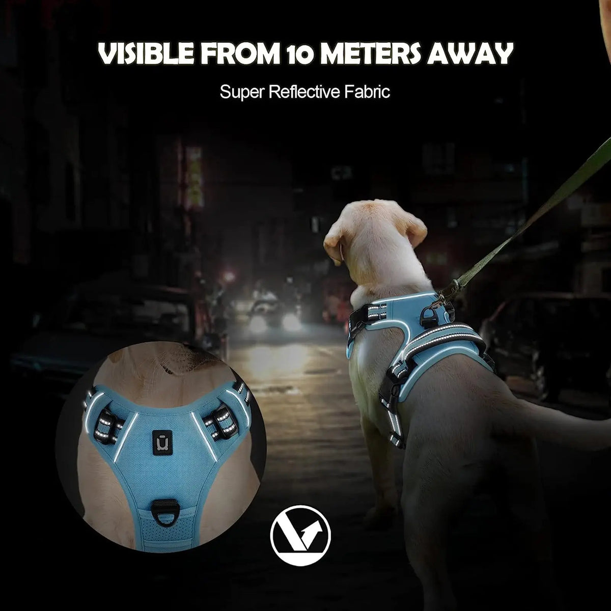 Durable Reflective No-Pull Dog Harness with Adjustable Soft-Padded Vest and Dual Leash Clips, Featuring Easy-Control Handle for Large Dogs