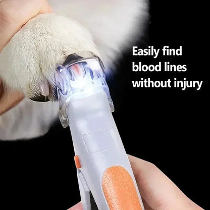 LED Pet Nail Clipper - Stainless Steel & Plastic Claw Trimmer with Built-In LED Light, ABS Handle, Half-Moon Tip, Precise Trim, Ergonomic Grooming Tool for Dogs, Rabbits, Puppy Nail Clippers, Supplies, Batteries Included, Reduces Bleeding