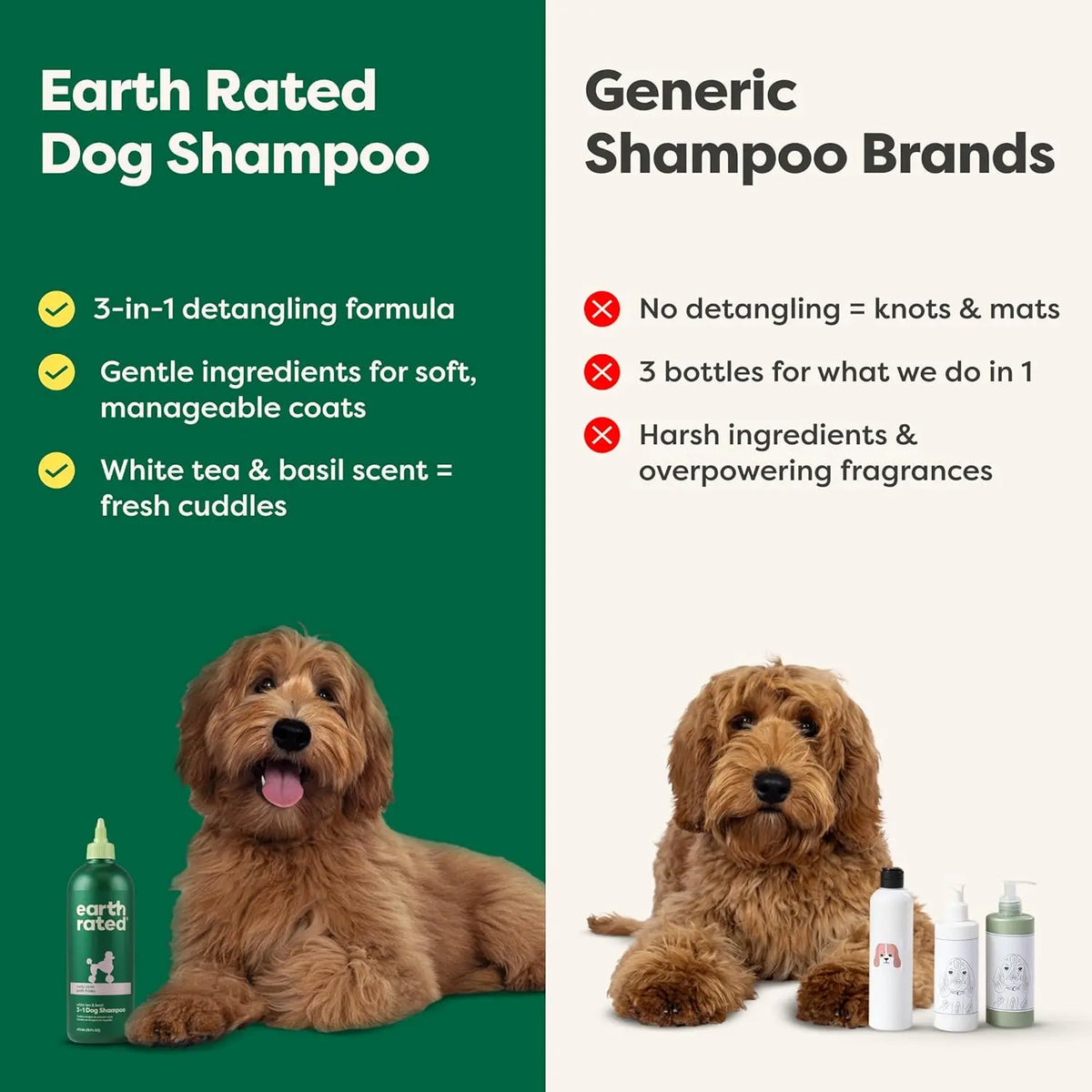 Earth Rated | 3-In-1 Curly & Wavy Coated Dog & Puppy Shampoo, Conditioner & Deodorizer - 16 Oz - Formulated to Tackle Tangles & Restore Curls