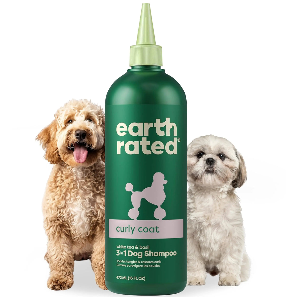 Earth Rated | 3-In-1 Curly & Wavy Coated Dog & Puppy Shampoo, Conditioner & Deodorizer - 16 Oz - Formulated to Tackle Tangles & Restore Curls