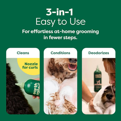 Earth Rated | 3-In-1 Curly & Wavy Coated Dog & Puppy Shampoo, Conditioner & Deodorizer - 16 Oz - Formulated to Tackle Tangles & Restore Curls