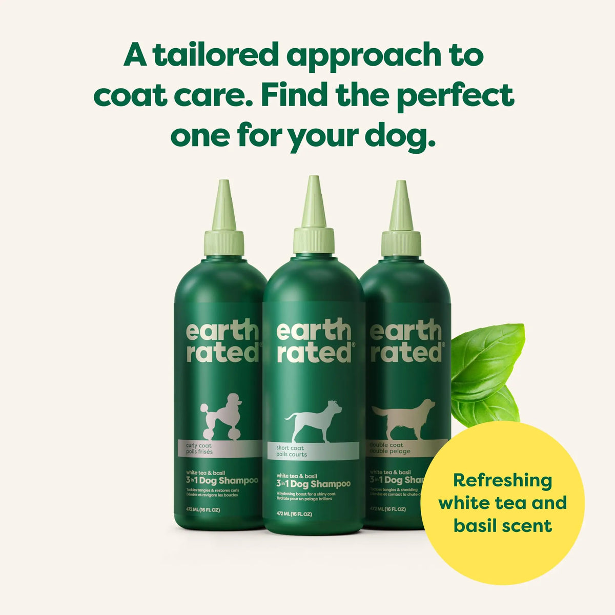 Earth Rated | 3-In-1 Curly & Wavy Coated Dog & Puppy Shampoo, Conditioner & Deodorizer - 16 Oz - Formulated to Tackle Tangles & Restore Curls