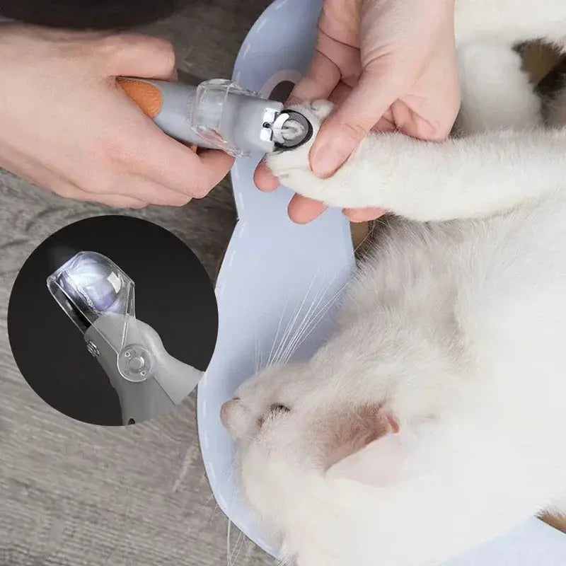 LED Pet Nail Clipper - Stainless Steel & Plastic Claw Trimmer with Built-In LED Light, ABS Handle, Half-Moon Tip, Precise Trim, Ergonomic Grooming Tool for Dogs, Rabbits, Puppy Nail Clippers, Supplies, Batteries Included, Reduces Bleeding