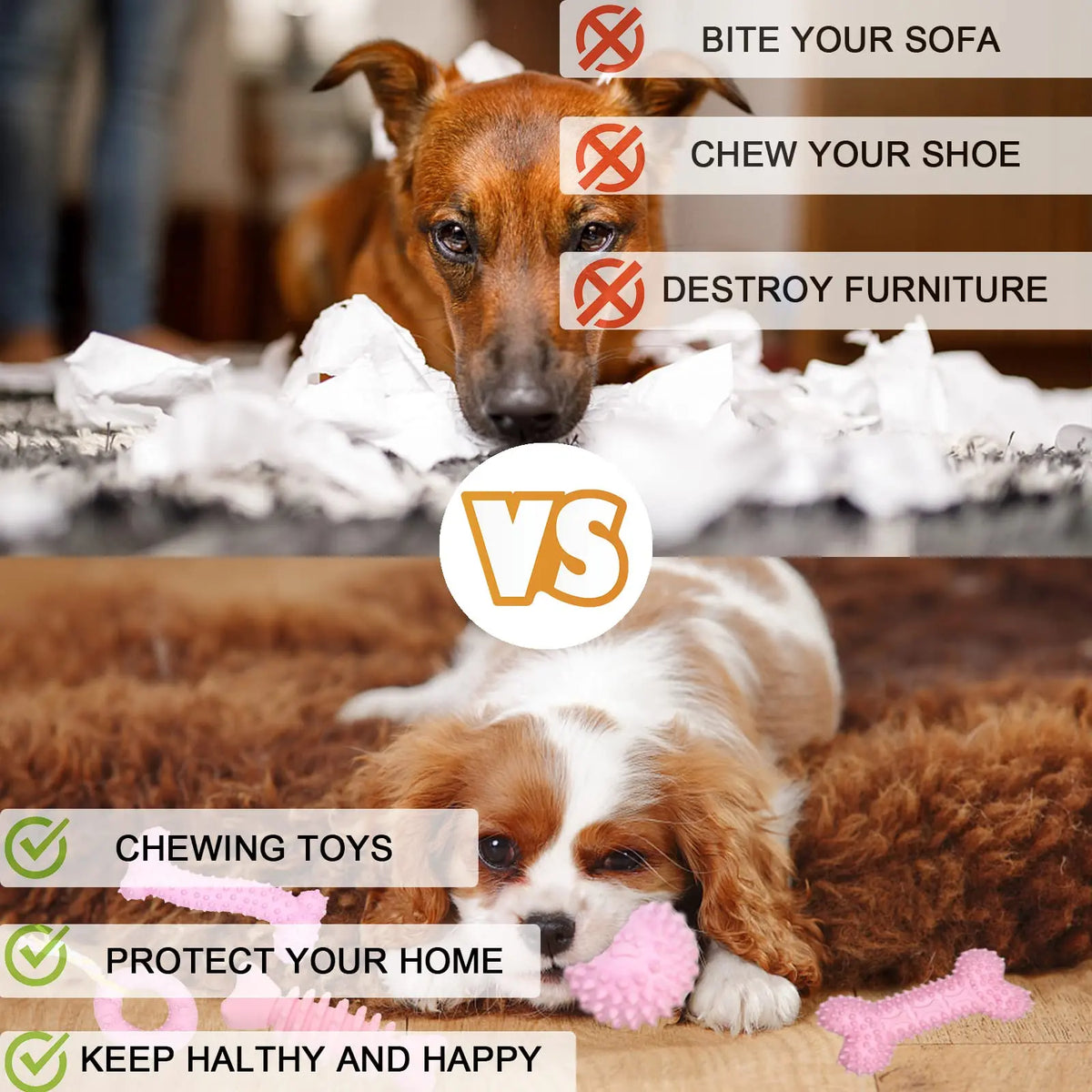 Durable Pet Chew Toy Set, 6 Counts/Set Mixed Style Interactive Tough Chewer Dog Teeth Cleaning Toy, Interactive Dog Teeth Grinding Toy