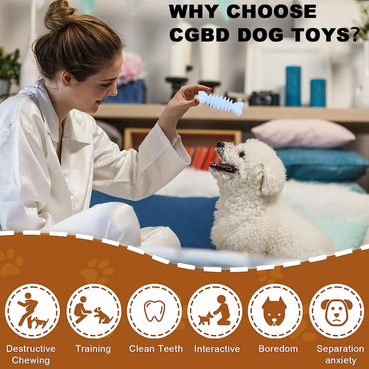 Durable Pet Chew Toy Set, 6 Counts/Set Mixed Style Interactive Tough Chewer Dog Teeth Cleaning Toy, Interactive Dog Teeth Grinding Toy