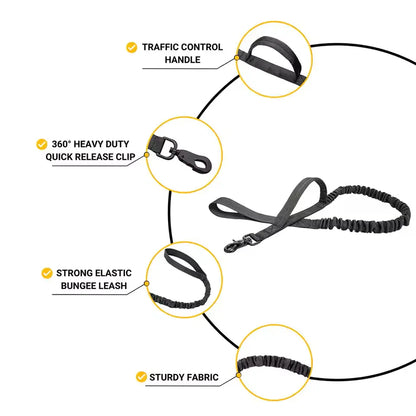 Dog Leash Heavy-Duty Double-Handle Tactical Bungee Leash with Padded Handles, Seatbelt Attachment, & Reinforced Swivel Clip, Pet Leash for Small Medium Large Dogs and Cats Outdoor Dog Accessories #Backtoschool