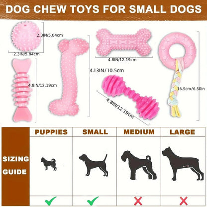 Durable Pet Chew Toy Set, 6 Counts/Set Mixed Style Interactive Tough Chewer Dog Teeth Cleaning Toy, Interactive Dog Teeth Grinding Toy