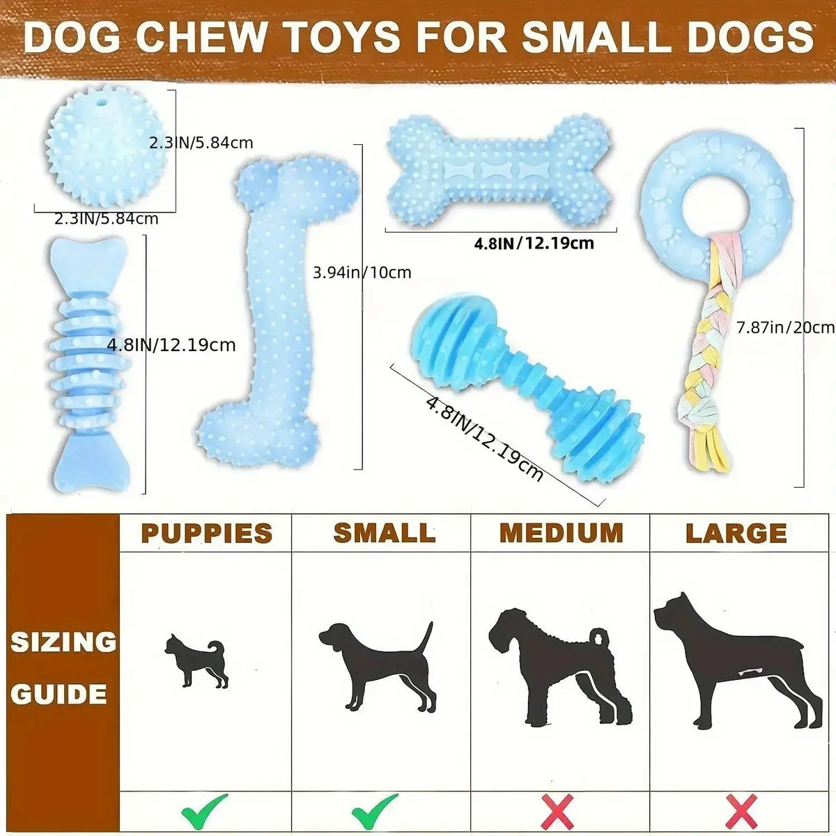 Durable Pet Chew Toy Set, 6 Counts/Set Mixed Style Interactive Tough Chewer Dog Teeth Cleaning Toy, Interactive Dog Teeth Grinding Toy