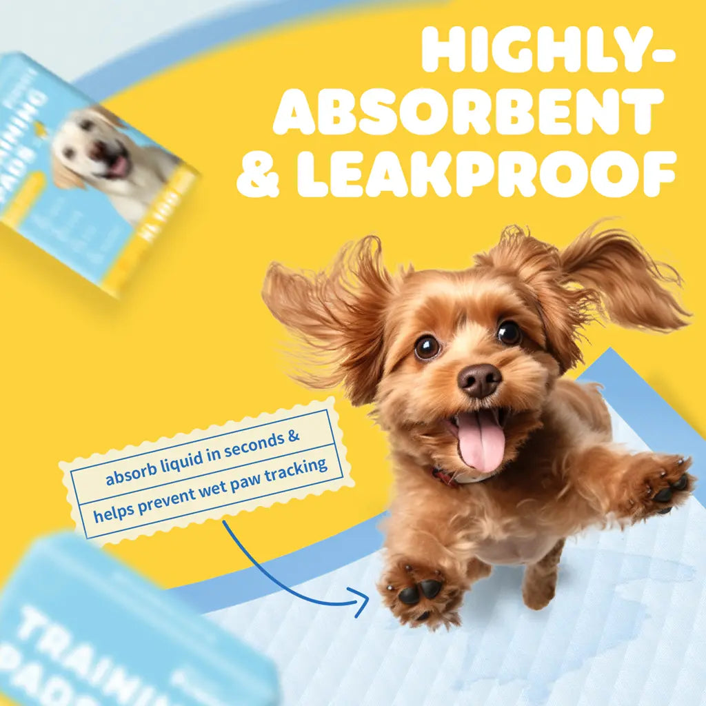 Powools Super Absorbent Puppy Pee Mats and Dog Potty Training Pads with Leak-Proof Polymer Layer for Quick Drying and Floor Protection