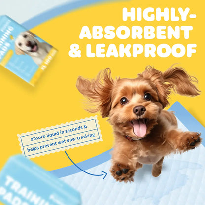 Powools Super Absorbent Puppy Pee Mats and Dog Potty Training Pads with Leak-Proof Polymer Layer for Quick Drying and Floor Protection
