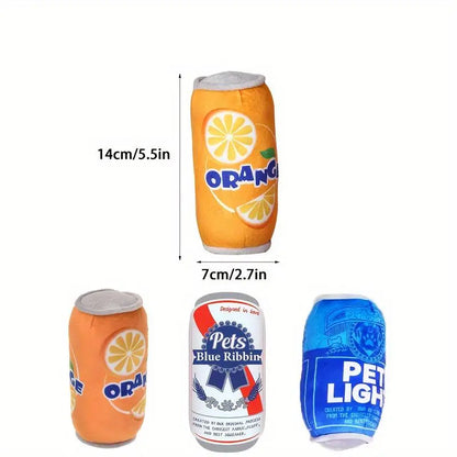 Soda Can Shaped Squeaky Toy Set for Dogs, 3 Soft Plush Chew Toys with Squeakers, Ideal for Medium and Small Breeds