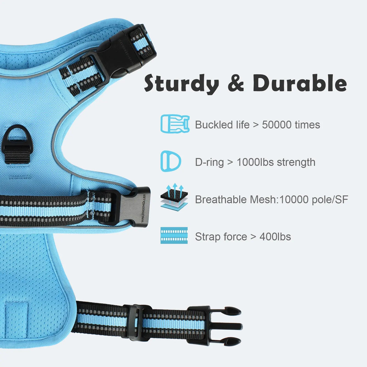 Durable Reflective No-Pull Dog Harness with Adjustable Soft-Padded Vest and Dual Leash Clips, Featuring Easy-Control Handle for Large Dogs