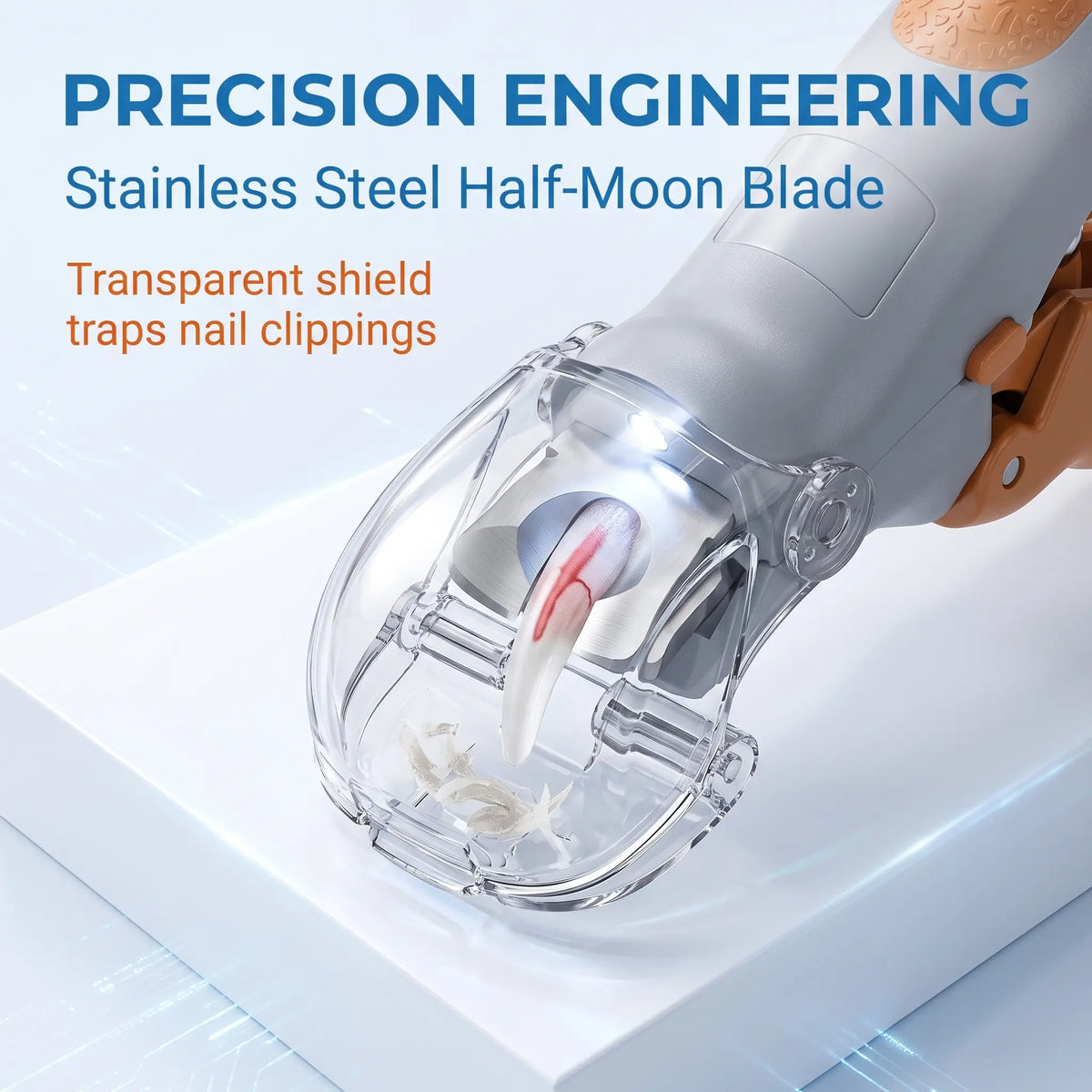 LED Pet Nail Clipper - Stainless Steel & Plastic Claw Trimmer with Built-In LED Light, ABS Handle, Half-Moon Tip, Precise Trim, Ergonomic Grooming Tool for Dogs, Rabbits, Puppy Nail Clippers, Supplies, Batteries Included, Reduces Bleeding