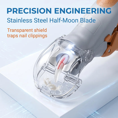 LED Pet Nail Clipper - Stainless Steel & Plastic Claw Trimmer with Built-In LED Light, ABS Handle, Half-Moon Tip, Precise Trim, Ergonomic Grooming Tool for Dogs, Rabbits, Puppy Nail Clippers, Supplies, Batteries Included, Reduces Bleeding