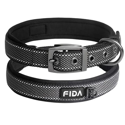 Fida Heavy-Duty Dog Collar - Ultra-Comfortable Neoprene Padded, Adjustable Reflective Nylon with Durable Metal Buckle - Lightweight Walking Collar for Small to Large Dogs