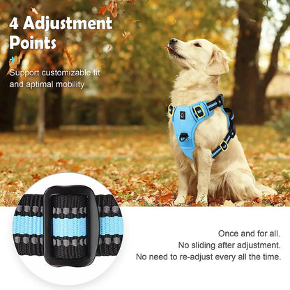 Durable Reflective No-Pull Dog Harness with Adjustable Soft-Padded Vest and Dual Leash Clips, Featuring Easy-Control Handle for Large Dogs