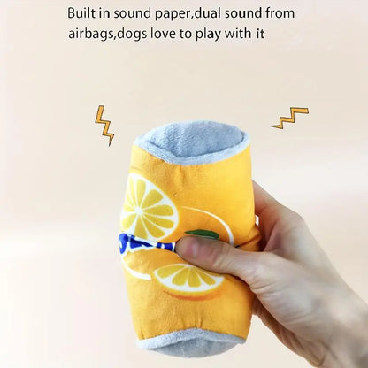 Soda Can Shaped Squeaky Toy Set for Dogs, 3 Soft Plush Chew Toys with Squeakers, Ideal for Medium and Small Breeds