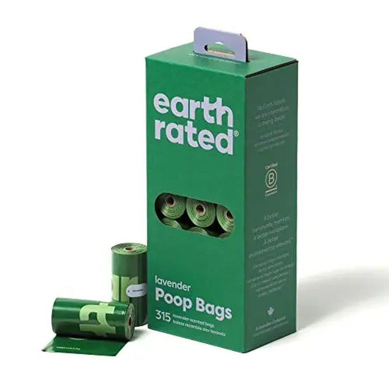 Earth Rated Extra Thick Leakproof Dog Waste Bags, Lavender Scented, 315 Count Refill Rolls