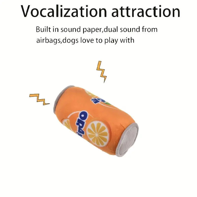 Soda Can Shaped Squeaky Toy Set for Dogs, 3 Soft Plush Chew Toys with Squeakers, Ideal for Medium and Small Breeds