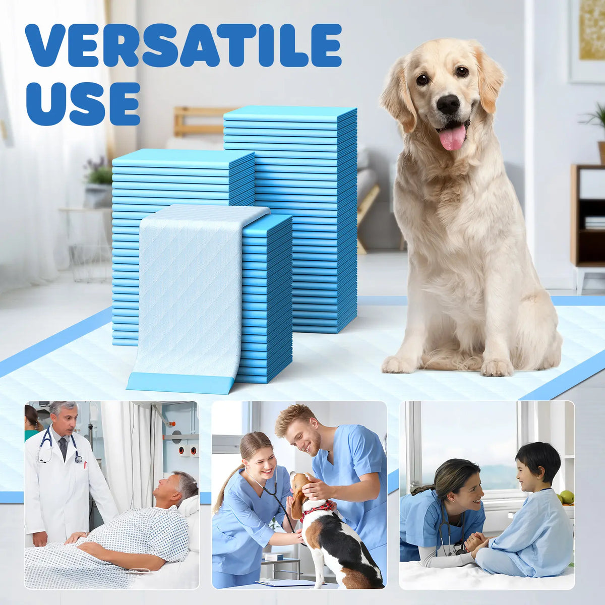 Powools Super Absorbent Puppy Pee Mats and Dog Potty Training Pads with Leak-Proof Polymer Layer for Quick Drying and Floor Protection