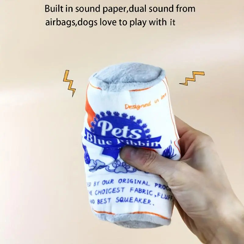Soda Can Shaped Squeaky Toy Set for Dogs, 3 Soft Plush Chew Toys with Squeakers, Ideal for Medium and Small Breeds