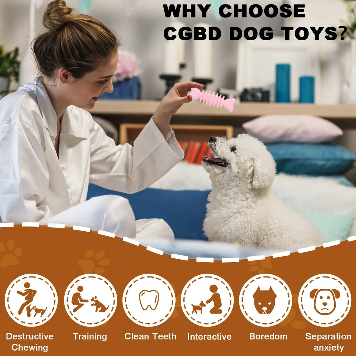 Durable Pet Chew Toy Set, 6 Counts/Set Mixed Style Interactive Tough Chewer Dog Teeth Cleaning Toy, Interactive Dog Teeth Grinding Toy