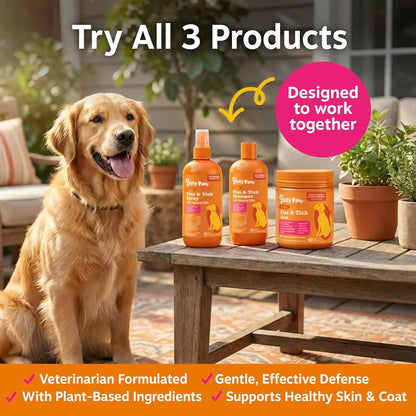 Zesty Paws Natural Flea & Tick Removal Shampoo for Dogs - 16 Fl Oz Soothing Deodorizing Formula with Cedarwood Oil & Peppermint for Enhanced Skin and Coat Care