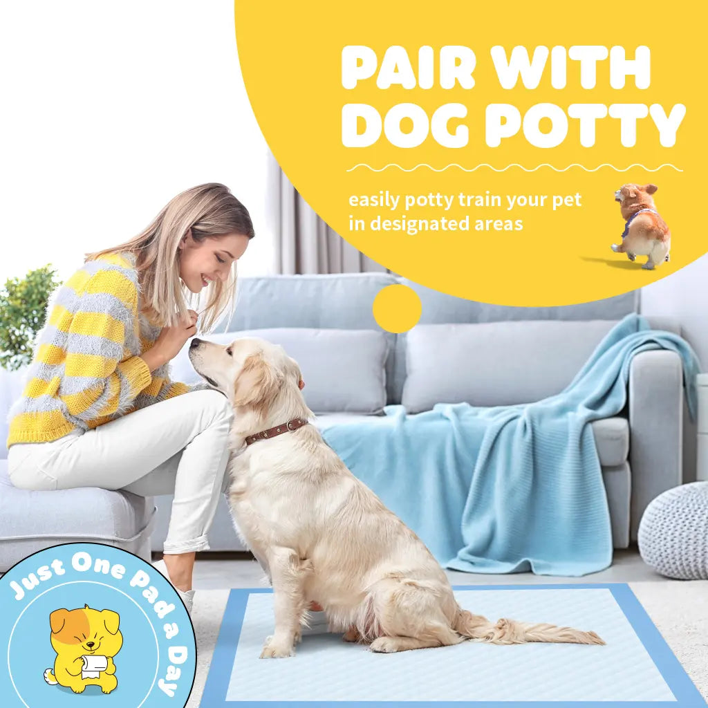 Powools Super Absorbent Puppy Pee Mats and Dog Potty Training Pads with Leak-Proof Polymer Layer for Quick Drying and Floor Protection