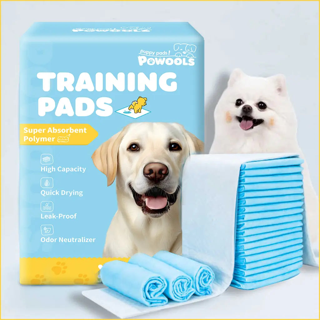 Powools Super Absorbent Puppy Pee Mats and Dog Potty Training Pads with Leak-Proof Polymer Layer for Quick Drying and Floor Protection